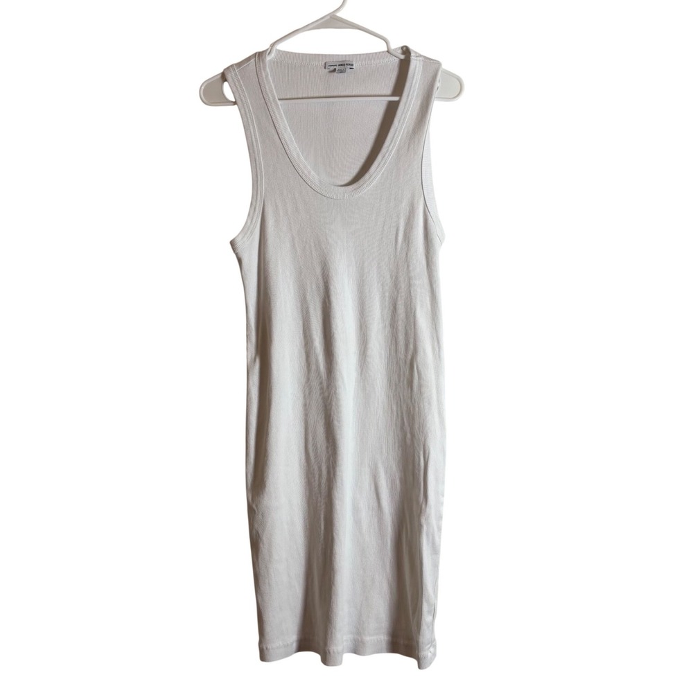 Standard James Perse White Ribbed Tank Dress Size 2 Cotton Racerback